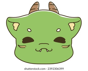 Smiling dragon face icon illustration material