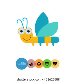 Smiling dragonfly icon