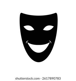 Smiling Drama Máscara Ícone Preto Silhueta Para Teatro Tragédia E Comédia