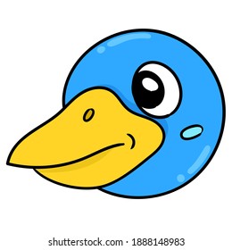 smiling duck head emoticon, character cute doodle draw