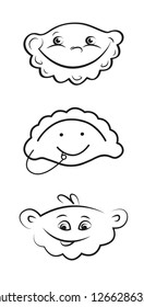 Smiling dumplings logos in different styles