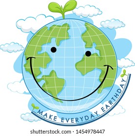 Smiling earth day poster illustration