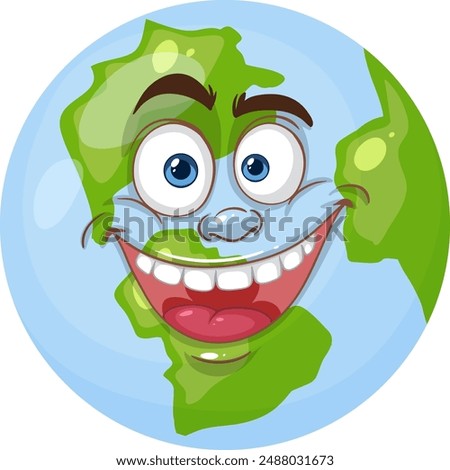 Smiling Earth with expressive facial features