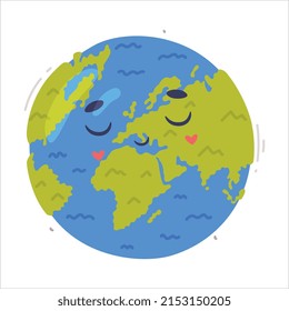 Sonriente globo terrestre como ecografía y protección ambiental e ilustración de vectores de conservación