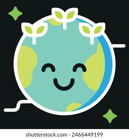 Tierra sonriente con concepto de día verde.