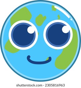 Smiling earth vector illustration . Fit for eco friendly product logo.