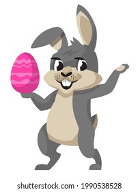Smiling easter bunny. Cute animal in cartoon style.