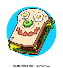 huevo sonriente y sándwich de tocino