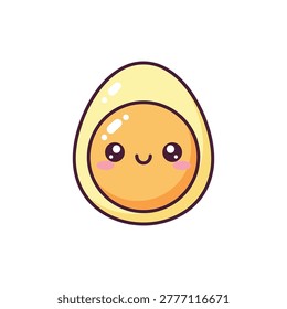 Smiling egg character with rosy cheeks