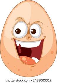 Smiling egg with expressive eyes and mouth