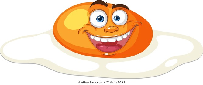 Smiling egg yolk with a cheerful face