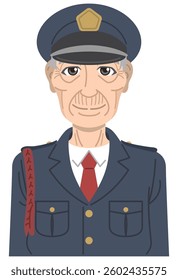 Smiling elderly male security guard