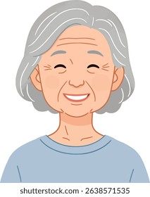 Smiling Elderly Woman with Gray Hair Illustration