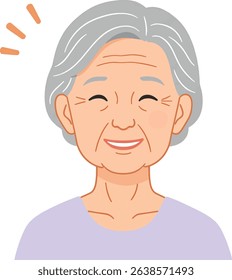Smiling Elderly Woman Illustration Happy Senior Citizen Portrait