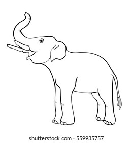 smiling the elephant a sideways up the trunk coloring vector illustration
