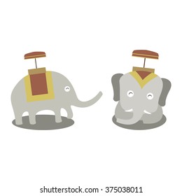Smiling elephants with royal seats