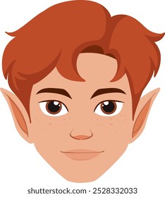 Smiling elf with freckles and pointed ears