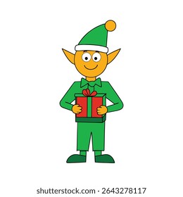 a smiling elf with pointy ears and green outfit