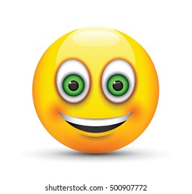 smiling emoji big realistic green eyes