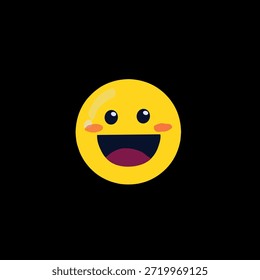 Smiling emoji face in cute flat illustration style for reactions. Ideal for chat, social media, stickers, UI feedback, and expressive design elements.