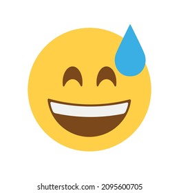 Smiling emoji face vector sweating