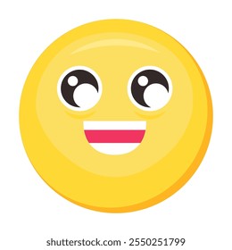 Smiling emoji facial expression. Colorful vector friendly smile emoticon icon. Cute sticker, social media happy mood character, emotion and warm feeling chat element