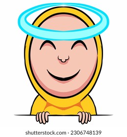 The smiling emoji and has a circle of angels whose meaning symbolizes gratitude, blessed and a joke of feeling innocent