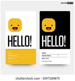 Smiling Emoji Hello ID Tag Card with Name Department Details Illustration for Meetings and Seminars