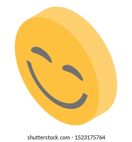 Smiling emoji icon. Isometric of smiling emoji vector icon for web design isolated on white background
