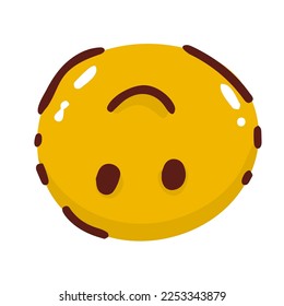 smiling emoji isolated on white upside down