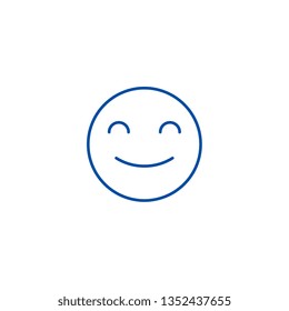 Smiling emoji line icon concept. Smiling emoji flat  vector symbol, sign, outline illustration.