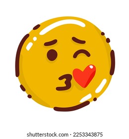 smiling emoji in love. kiss the heart from the lips
