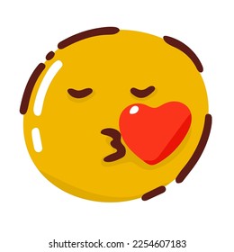 smiling emoji in love. kiss the heart from the lips