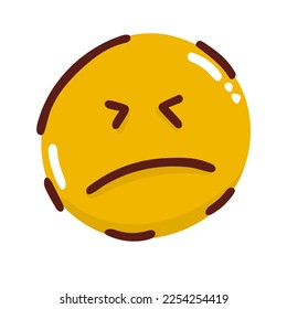 smiling emoji with mouth dissatisfied emoticon isolated on white,
