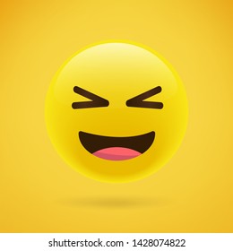 smiling emoji with open mouth. Vector happy face. 3d Emoticons. Emoji. Isolated vector illustration on yellow background