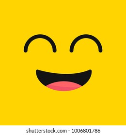 smiling emoji with open mouth.Smiley. Vector happy face