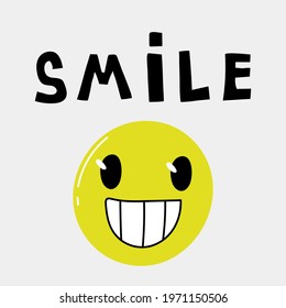 smiling emoji with open mouth.smiling emoticon with open mouth. Design poster.