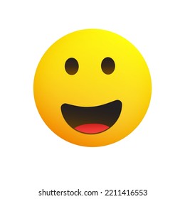Smiling Emoji - Simple Happy Emoticon Looking with Open Eyes, Isolated on White Background - Vector Design