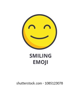 smiling emoji vector line icon, sign, illustration on background, editable strokes