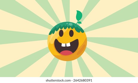 Smiling emoji wearing green pirate head wrap on radiant green background