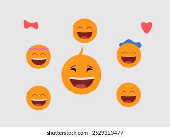 Smiling emojis flat design vector illustration