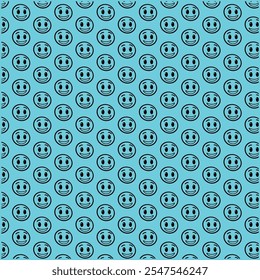 Diseño De Patrón De Emojis Sonriente Sobre Fondo Azul.