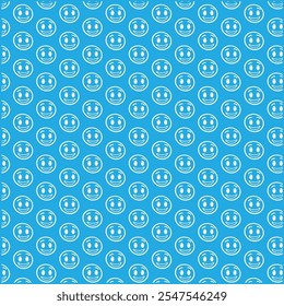 Smiling Emojis Pattern Design On Blue Background.