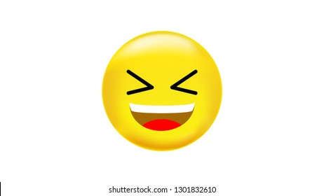 Smiling emoticon with closed eyes and big laugh vector