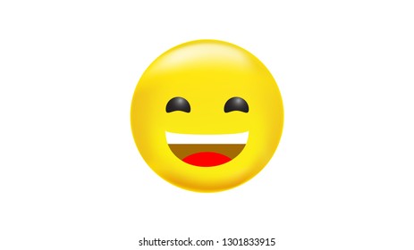 Smiling emoticon with closed eyes and big smile vector