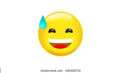 Smiling emoticon with cold sweat and big smile vector