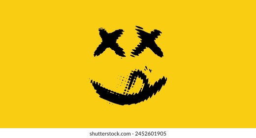 Smiling emoticon. Emoji of positive feelings. Happy face. Painted emotion icon.