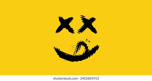 Smiling emoticon. Emoji of positive feelings. Happy face. Painted emotion icon.