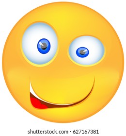 Smiling emoticon expressing Bewilderment, vector 