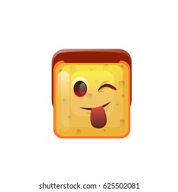Smiling Emoticon Face Show Tongue Positive Icon Flat Vector Illustration